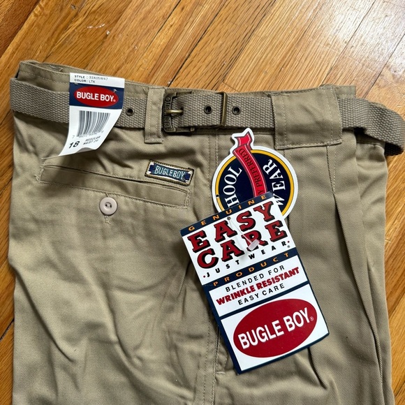 Bugle Boy Khaki Pants Boys Chino Pants Prep School Uniform w/ Belt Sizes: 18 - Picture 3 of 4